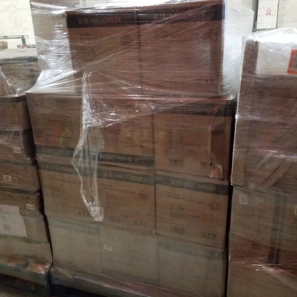 PALLET CONTAINING APPROXIMATELY 34 BRAND NEW LARGE PAINTED CERAMIC PUMPKINS