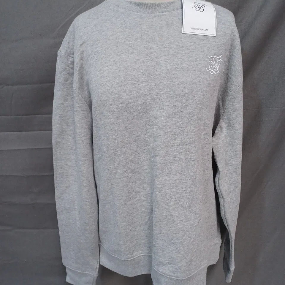 SIK SILK SWEATER IN GREY MARL - LARGE