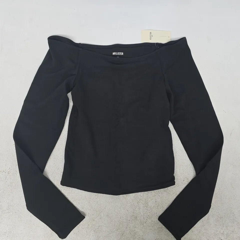 HOLLISTER WOMEN’S BLACK OFF-SHOULDER LONG-SLEEVE TOP SIZE XS