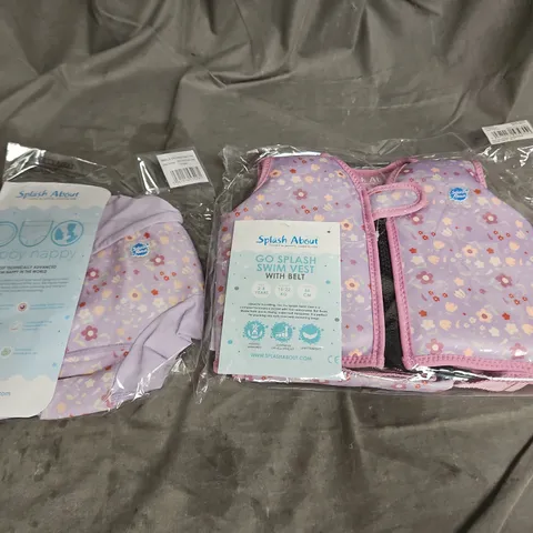 SPLASH ABOUT GO SPLASH SWIM VEST & HAPPY NAPPY IN LILAC SPRING SIZE 2-4YRS
