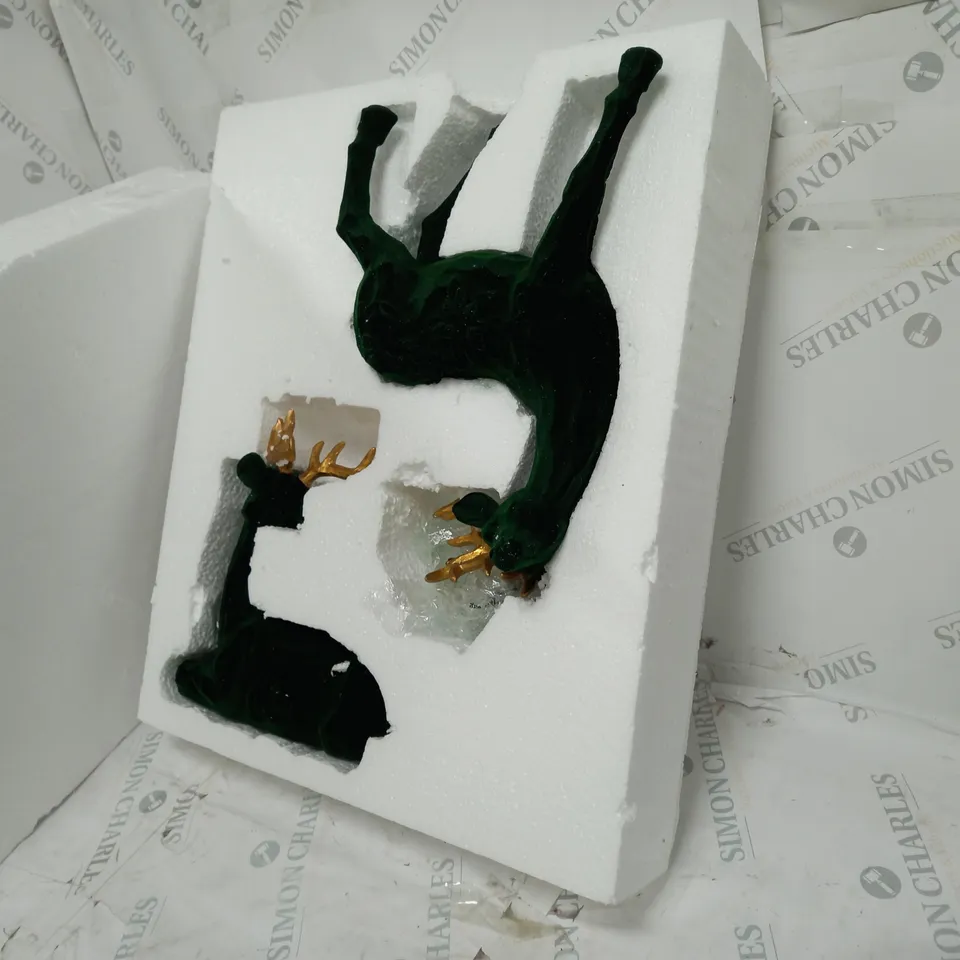 BOXED ALISON CORK SET OF 2 VELVET HENRY STAGS