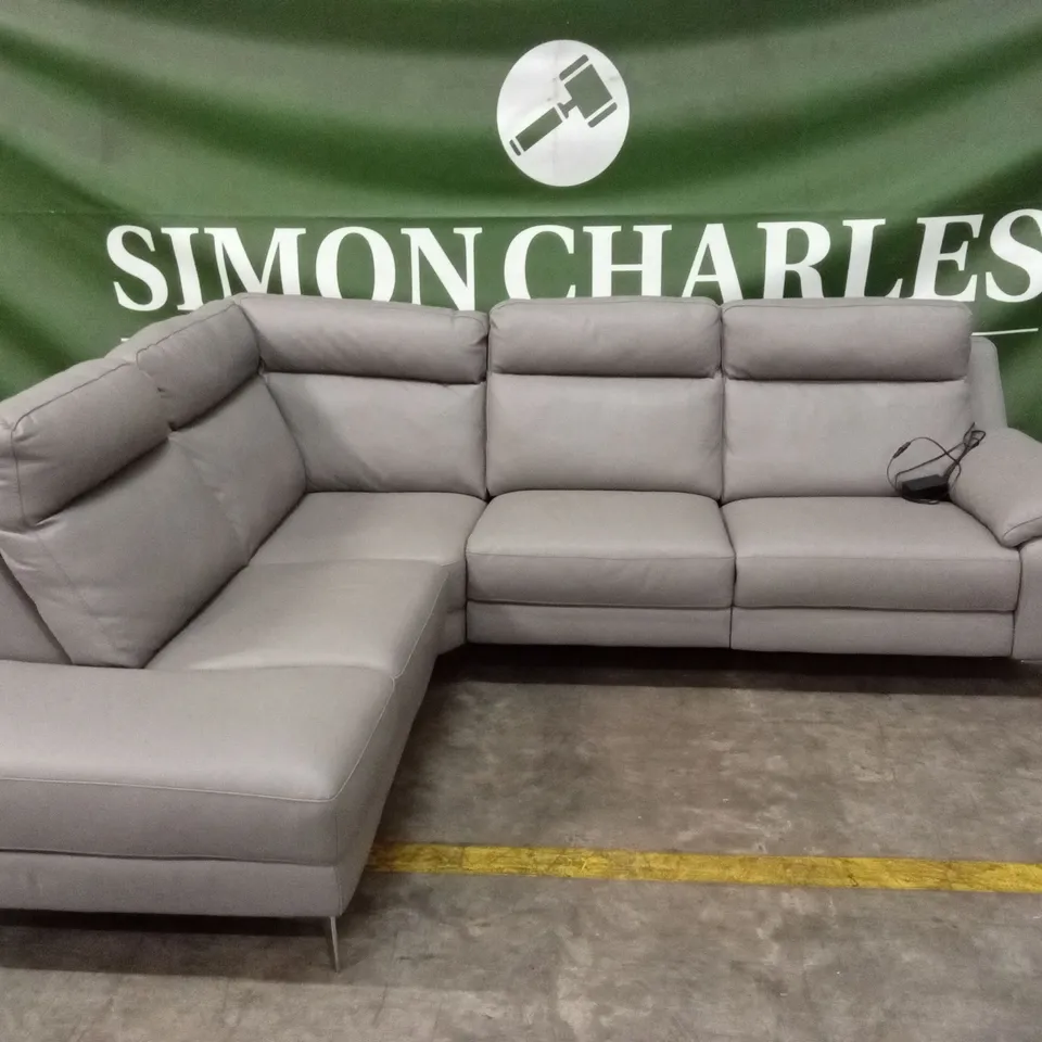 QUALITY DESIGNER ITALIAN MADE CASTAGNOLO POWER RECLINING LEATHER CORNER CHAISE SOFA