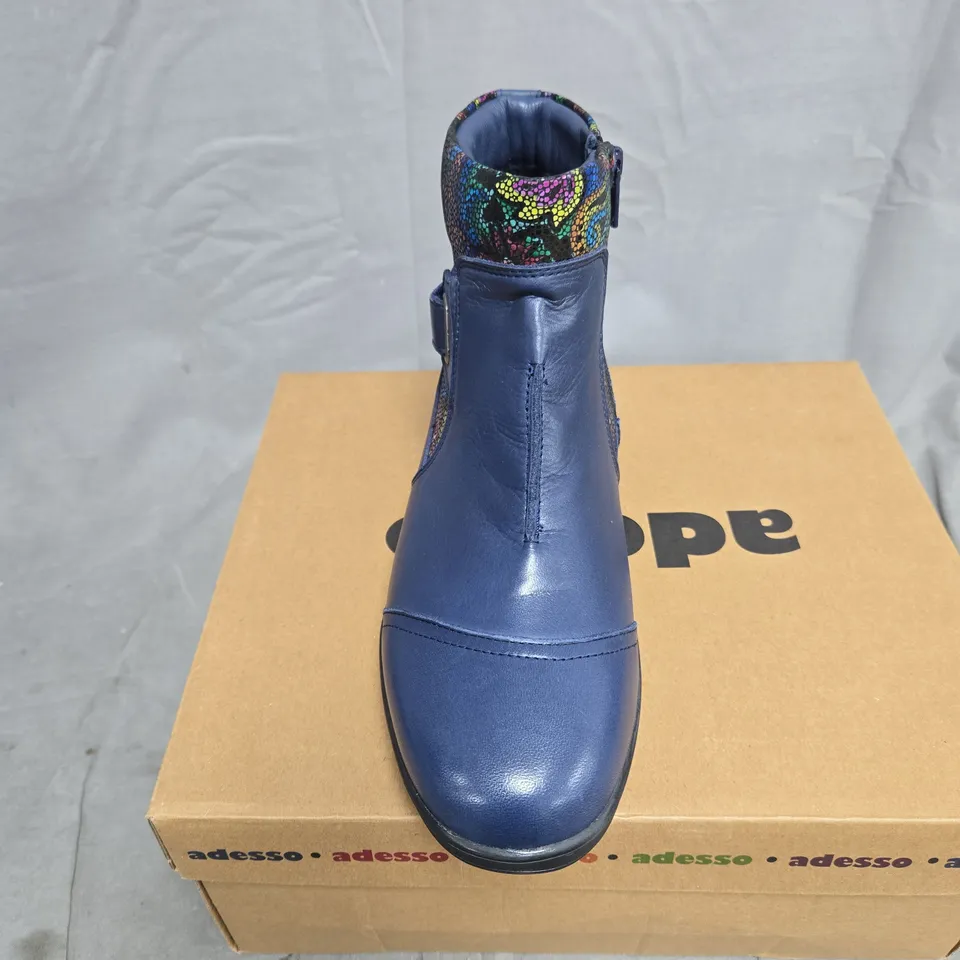 ADESSO BLUE ANKLE BOOT WITH ZIP SIZE 39 BOXED