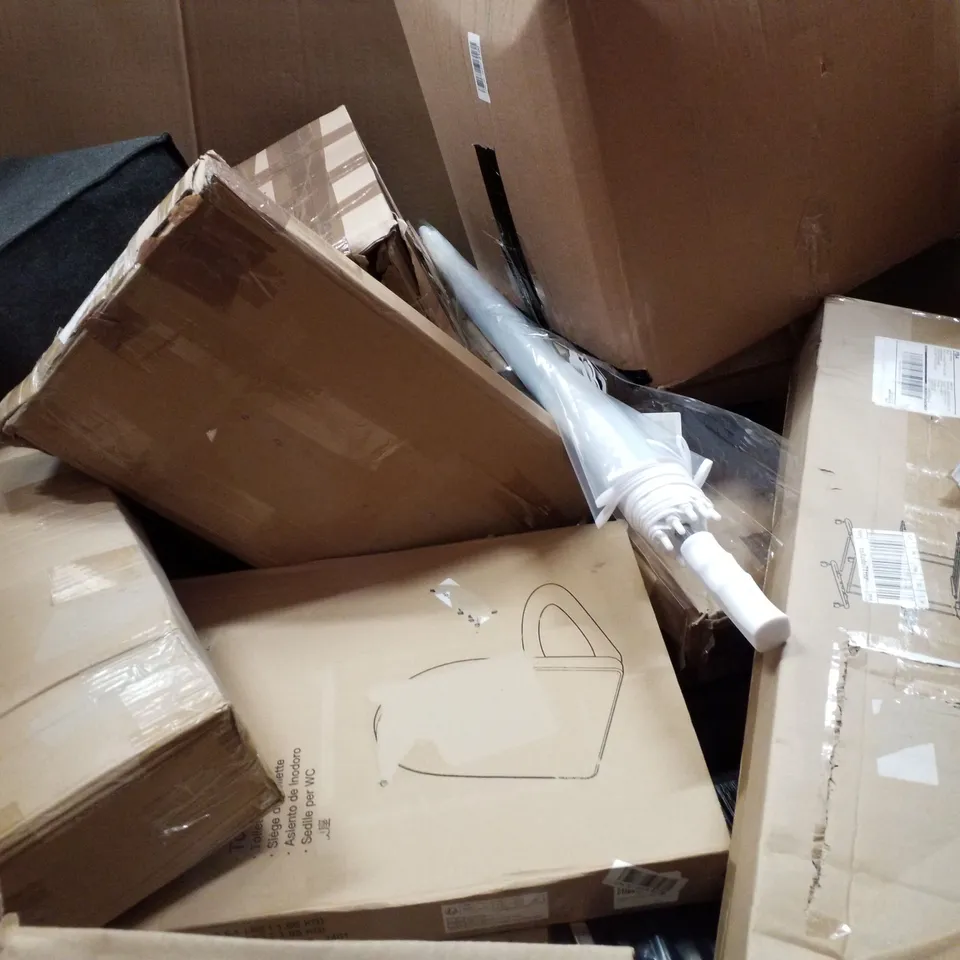 PALLET CONTAINING ASSORTED PRODUCTS INCLUDING TOILET SEAT, PETAL SHOWER MAT, BABY BATH SUPPORT, KNIFE AND CHOPPING BOARD COLLECTION &  DOUBLE MATTRESS TOPPER 