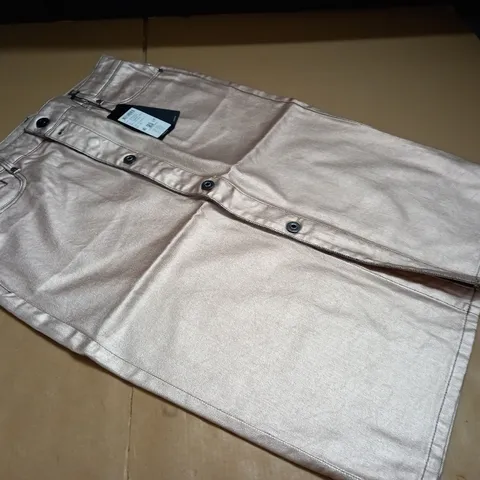 G-STAR RAW NOXTER PENCIL BUTTON SKIRT IN METALLIC GOLD - SIZE 29
