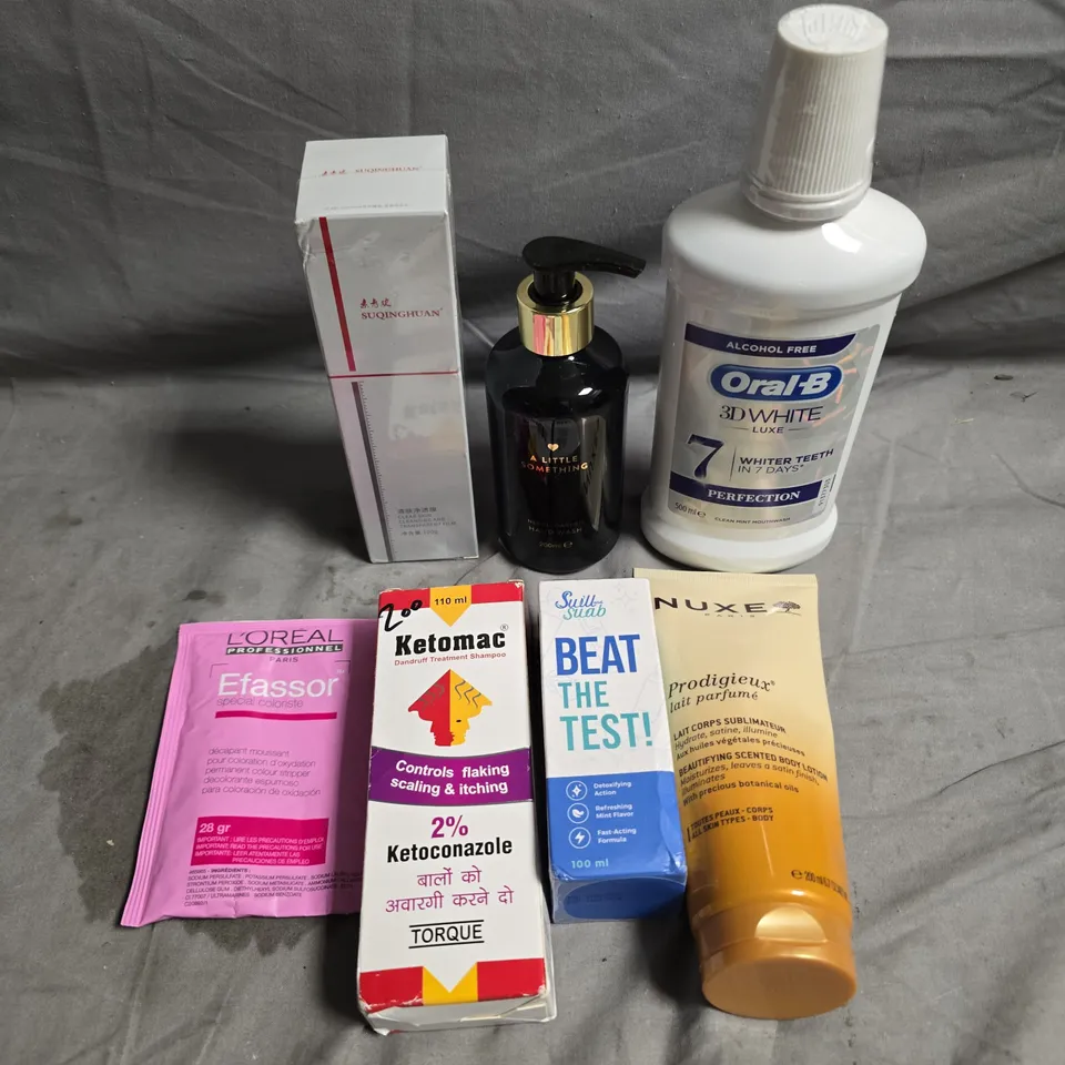 APPROXIMATELY 15 ASSORTED HEALTH & BEAUTY PRODUCTS TO INCLUDE ORAL-B MOUTHWASH, KETOMAC SHAMPOO, NUXE BODY LOTION ETC 