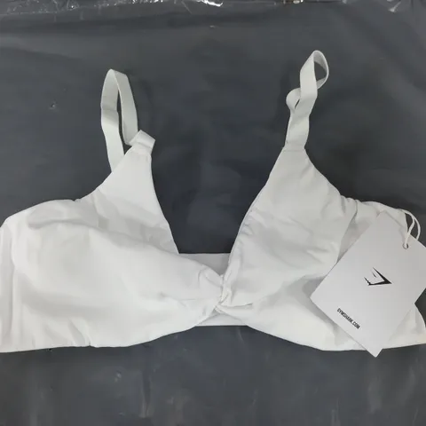 GYMSHARK ELEVATE TWIST BRALETTE IN WHITE - SMALL