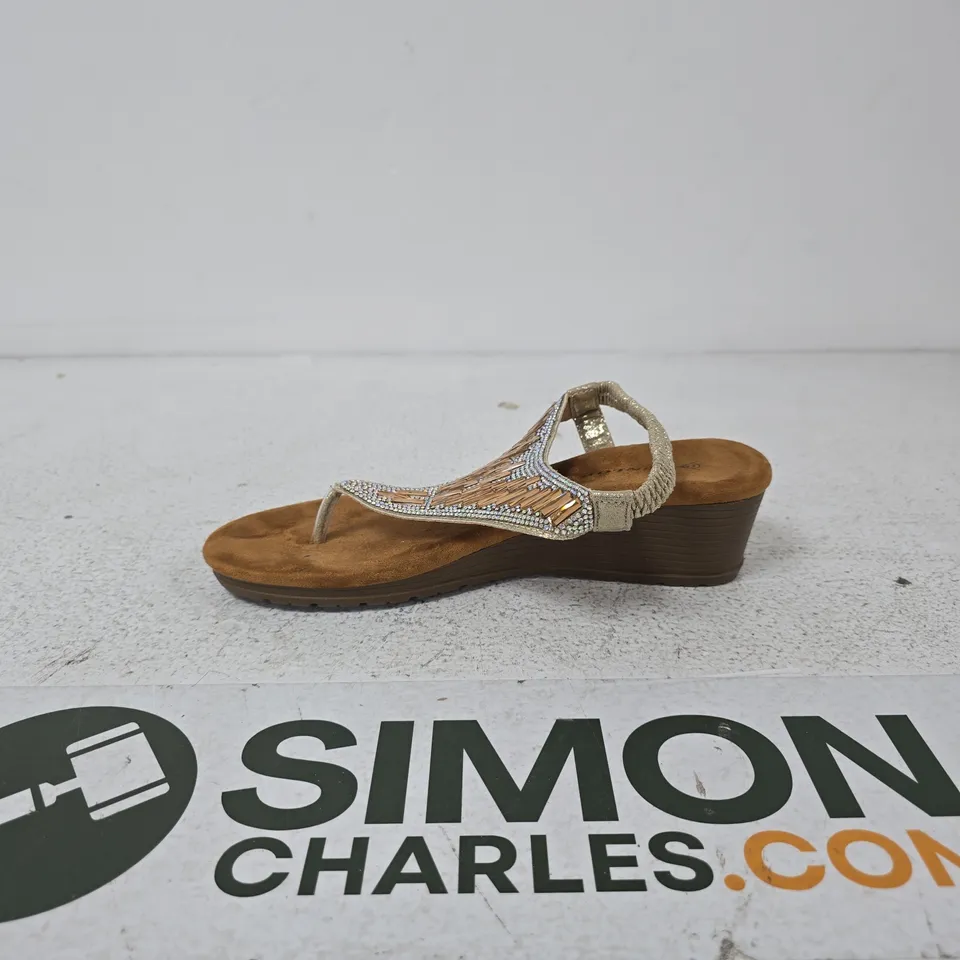 DUNLOP ABIGAIL DLP168 LIGHT GOLD BEADED SANDALS – UK 7