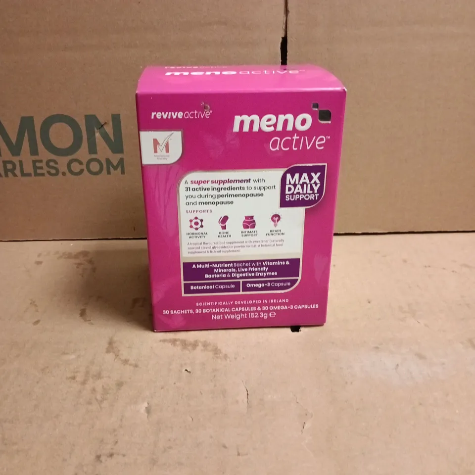 MENO ACTIVE MAX DAILY SUPPORT 3 IN 1 30 SACHETS/30 BOTANICAL CAPSULES/30 OMEGA 3 CAPSULES