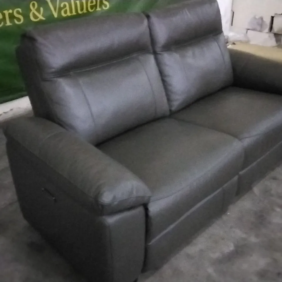 QUALITY DESIGNER DARK BROWN LEATHER ELECTRIC RECLINER 2 SEATER SOFA