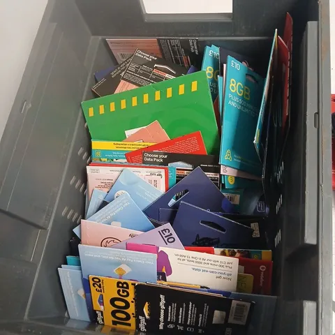 TOTE OF APPROXIMATELY 250 ASSORTED SIM CARDS TO INCLUDE: 02, GIFFGAFF, VODAFONE ECT