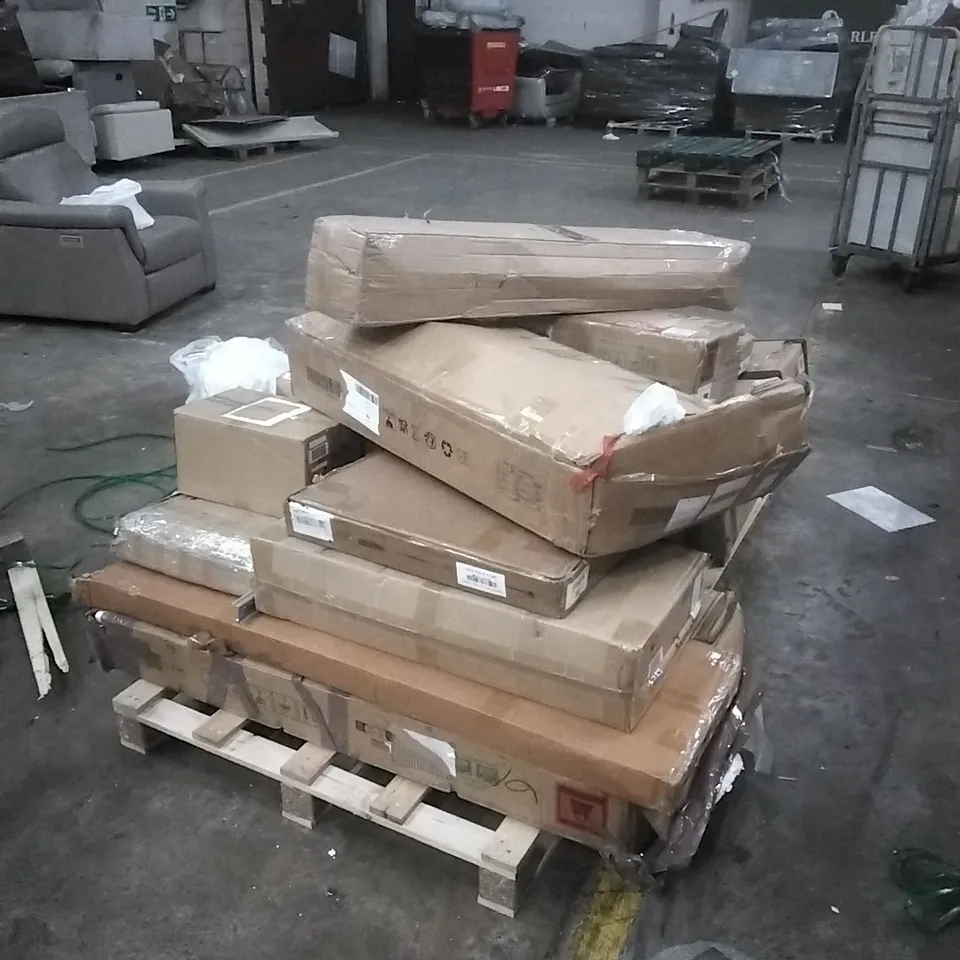 PALLET OF ASSORTED, INCOMPLETE FURNITURE PARTS AND PIECES