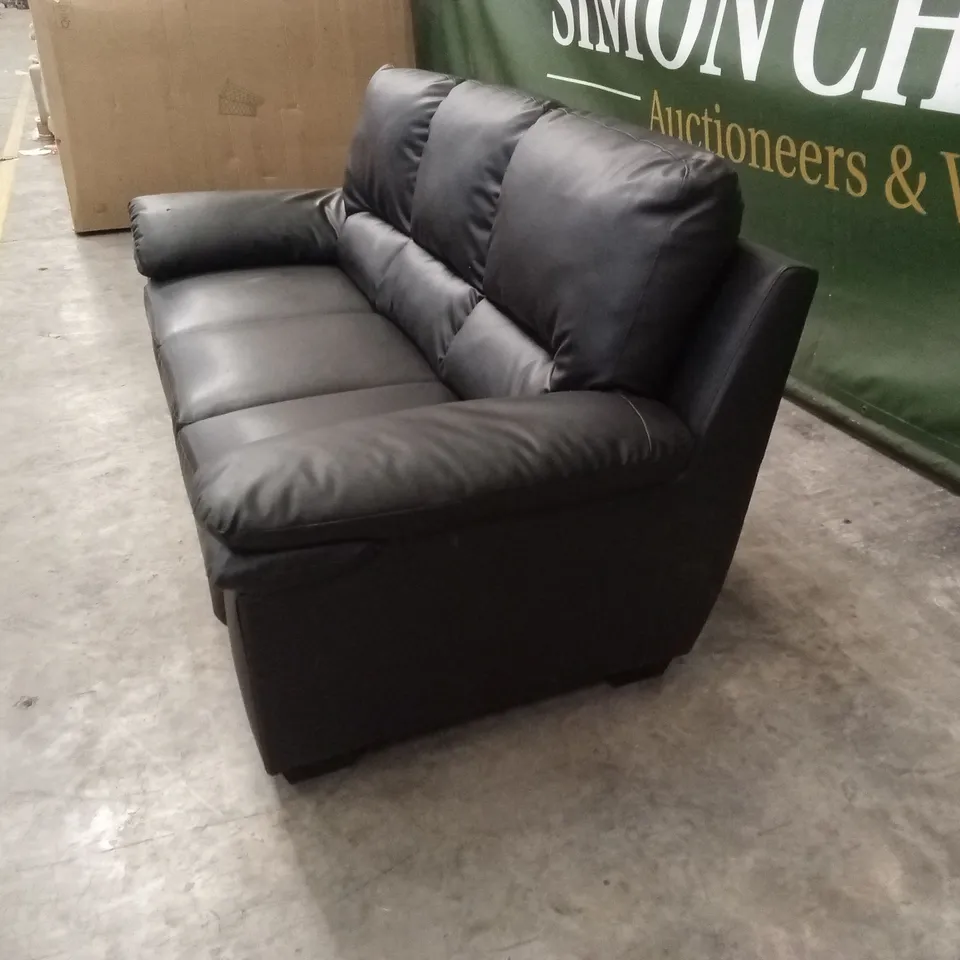 LEONA 3 SEATER FAUX LEATHER SOFA - BLACK RRP £999