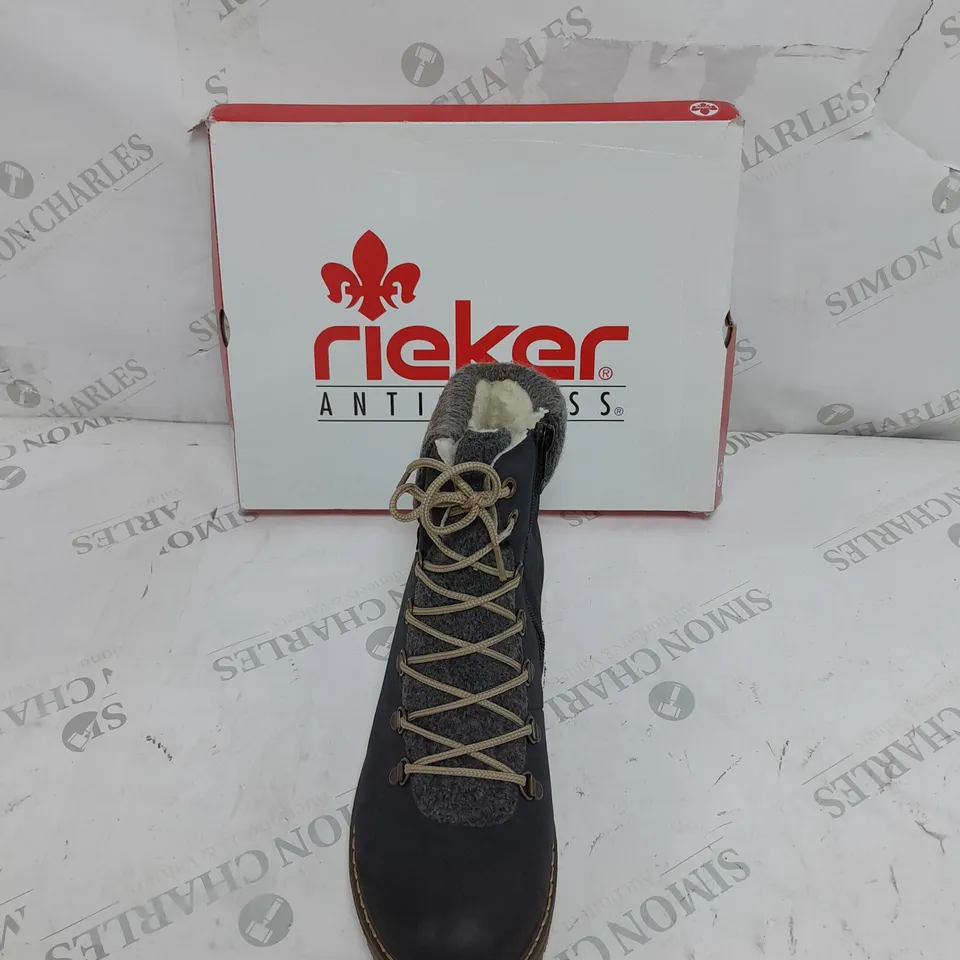 BOXED RIEKER CUFFED WATER RESISTANT LACED HIKING BOOTS SIZE 8 
