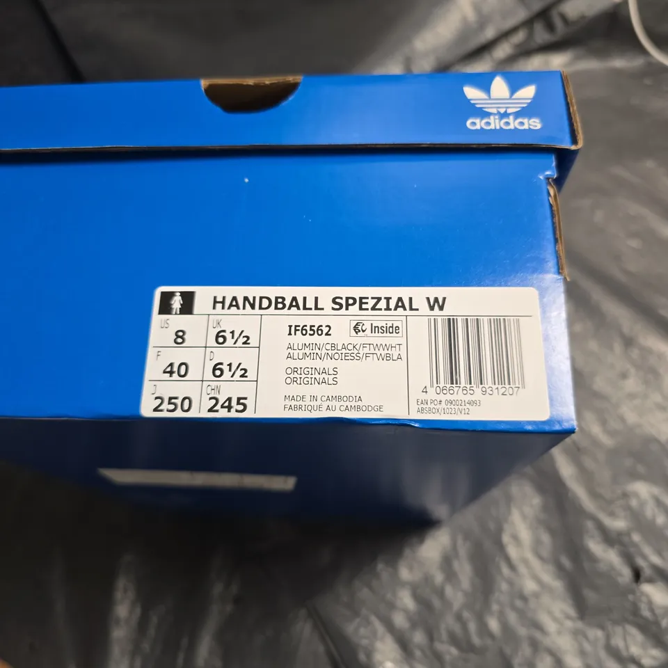 ADIDAS HANDBALL SPEZIAL WOMEN'S SNEAKERS – BEIGE SUEDE WITH BLACK STRIPES, UK 6.5
