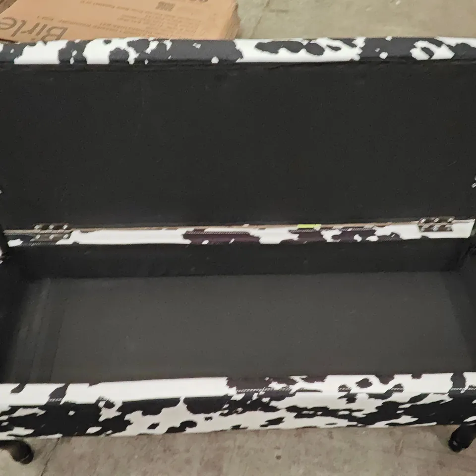 BRUNER COW SKIN DESIGN STORAGE OTTOMAN BENCH