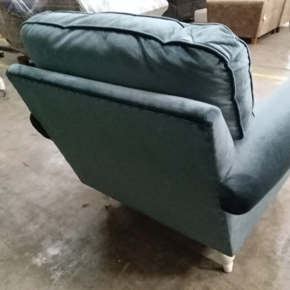 QUALITY DESIGNER TEAL BLUE VELVET ARMCHAIR