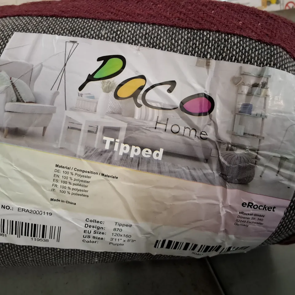 BRAND NEW PACO TIPPED RUG IN PURPLE - 120X160CM