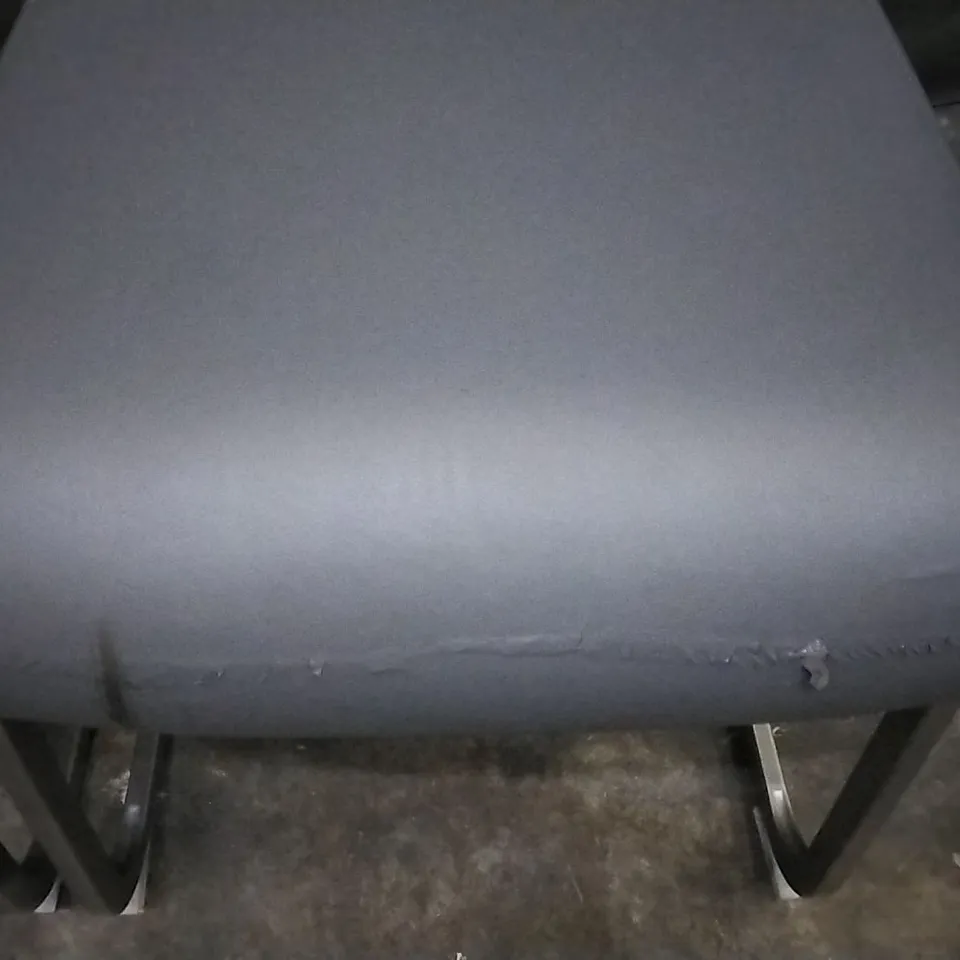 DESIGNER SET OF 3 CHARCOAL GREY FAUX LEATHER DINING CHAIRS WITH CHROME LEGS