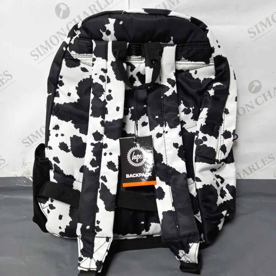 HYPE BLACK AND WHITE BACKPACK WITH BLACK POM POM