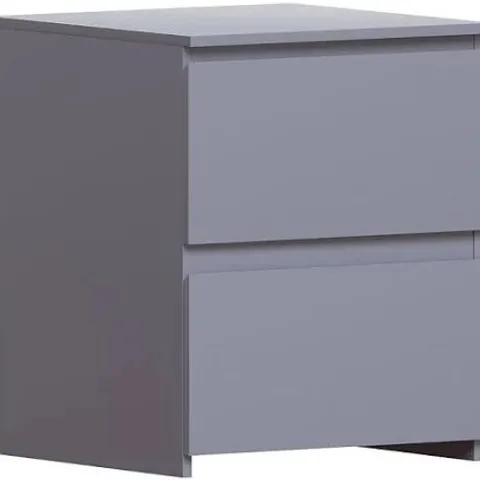 BOXED CUNHA 2 DRAWER BEDSIDE TABLE - GREY (1 BOX)