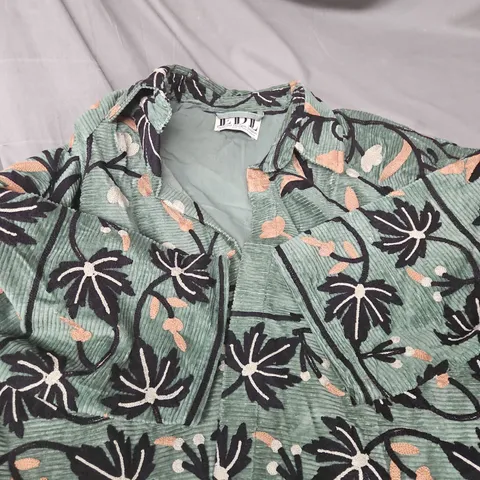 EDL ESSENTIAL DESIGNS LONDON EMBROIDERED PALM PATTERN JACKET – GREEN - SIZE UNSPECIFIED 