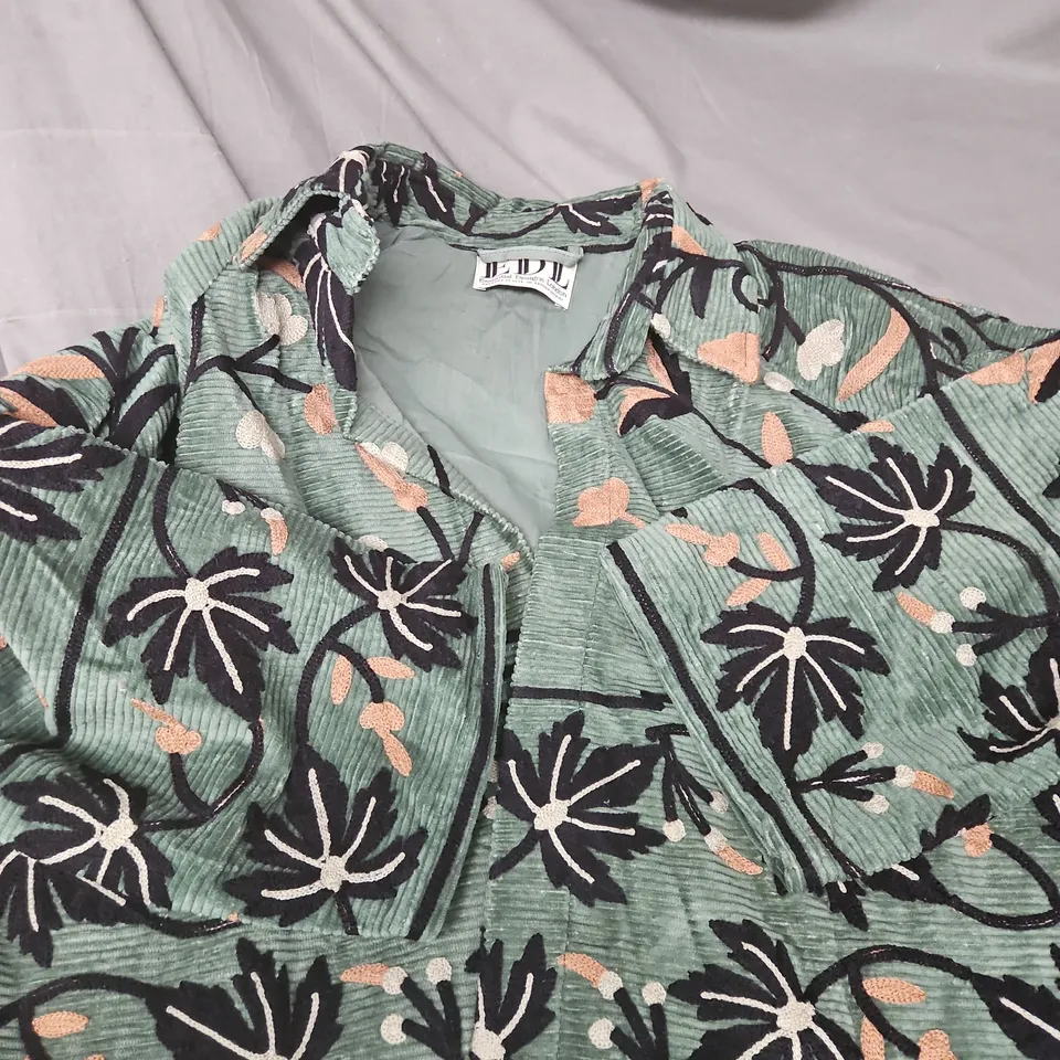 EDL ESSENTIAL DESIGNS LONDON EMBROIDERED PALM PATTERN JACKET – GREEN - SIZE UNSPECIFIED 