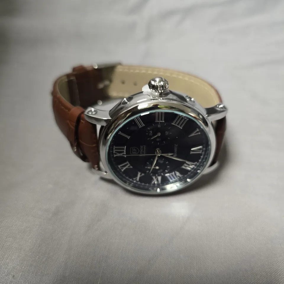 MENS ERNEST FERDINAND WATCH – FUNCTIONING SUB DIALS – LEATHER STRAP