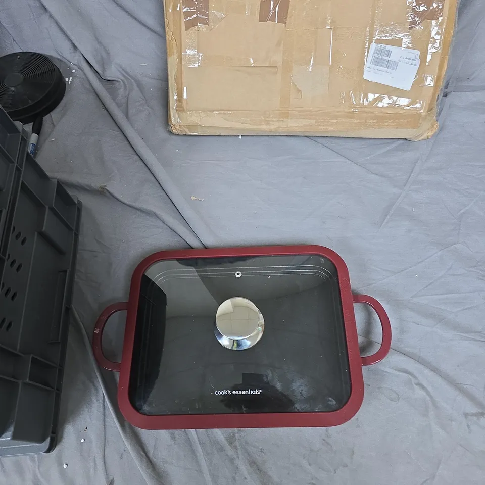 COOK'S ESSENTIALS BUFFET PAN WITH GLASS LID – RED ENAMEL