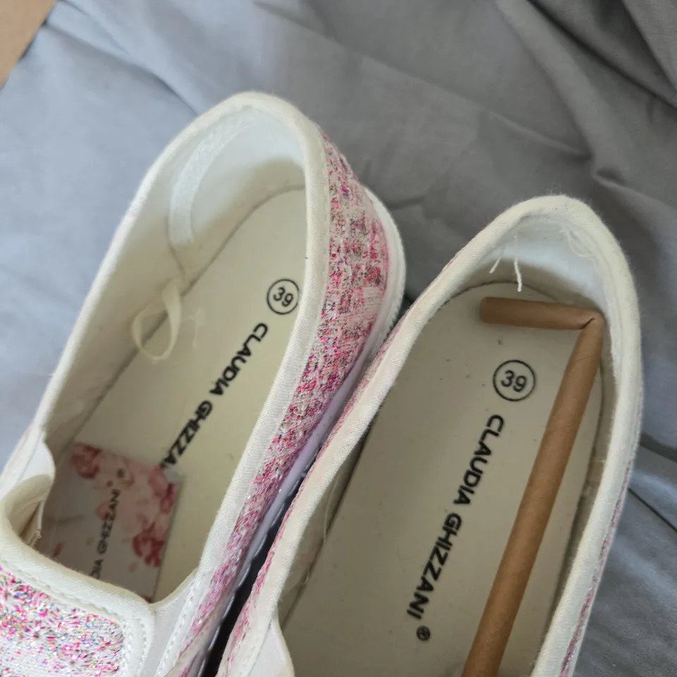 CLAUDIA GHIZZANI WOMEN'S SLIP-ON SNEAKERS – PINK SPECKLED FABRIC, UK 6 (EU 39)