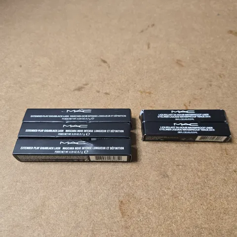 SET OF 5 MAC ITEMS: LIQUID LAST 24H WATERPROOF LINER (x 2) + EXTENDED GIGABLACK LASH MASCARA NOIR INTENSE (x 3)