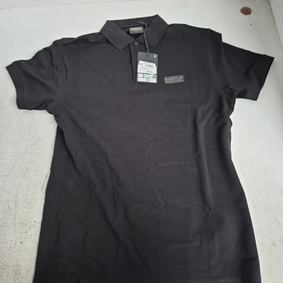 BARBOUR INTERNATIONAL POLO SHIRT – BLACK, SMALL (TAILORED FIT) 