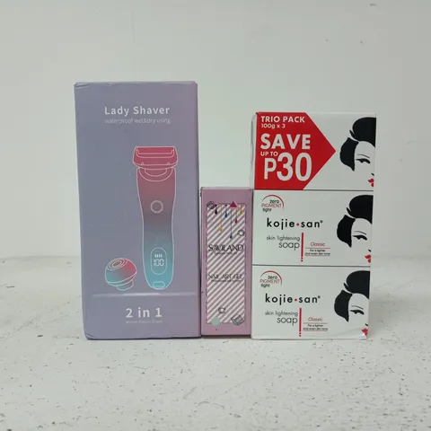 APPROXIMATELY 12 ASSORTED COSMETIC ITEMS TO INCLUDE LADY SHAVER, SAVILAND, ETC - COLLECTION ONLY
