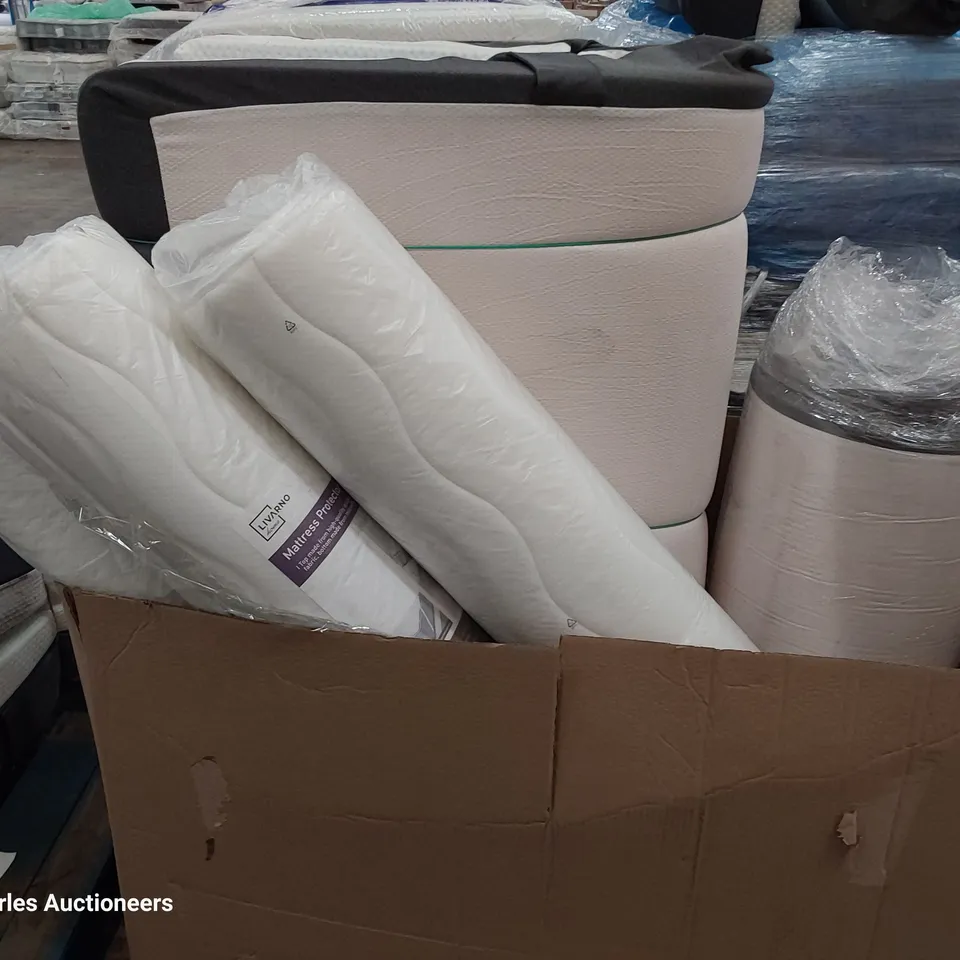 PALLET OF TWO MATTRESSES & THREE MATTRESS PROTECTORS 