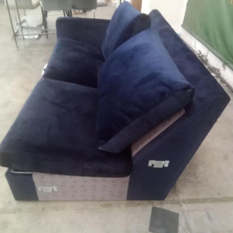 QUALITY DESIGNER BAILEY LHF SOFA BED SECTION - DARK BLUE FABRIC 