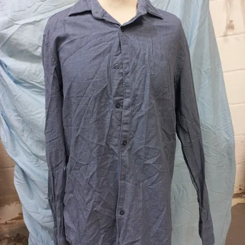 MASSIMO DUTTI LONG SLEEVE BUTTON-UP SHIRT IN BLUE SIZE MEDIUM