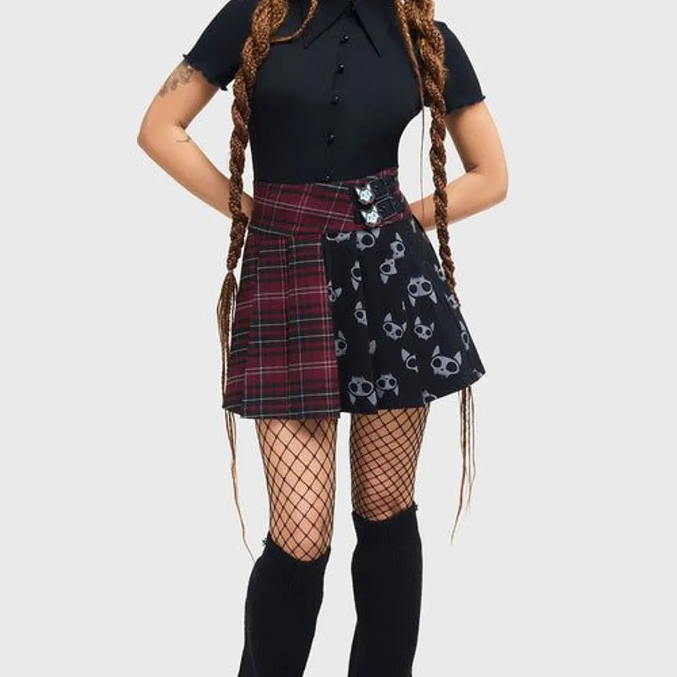 FIVE BRAND NEW KILLSTAR KILLSTAR THE VAMPURR PLEATED SKIRT BLACK/RED ASSORTED SIZES