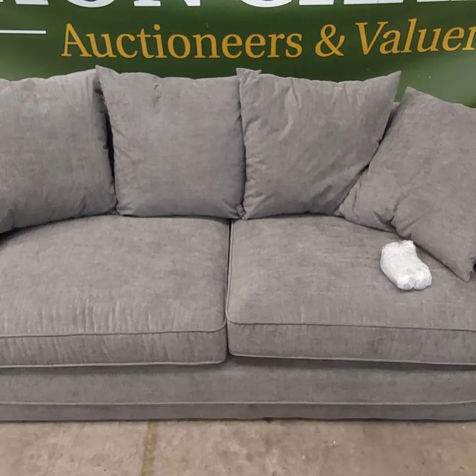 QUALITY DESIGNER DURY 3 SEATER FABRIC UPHOLSTERED SOFA - DARK GREY 