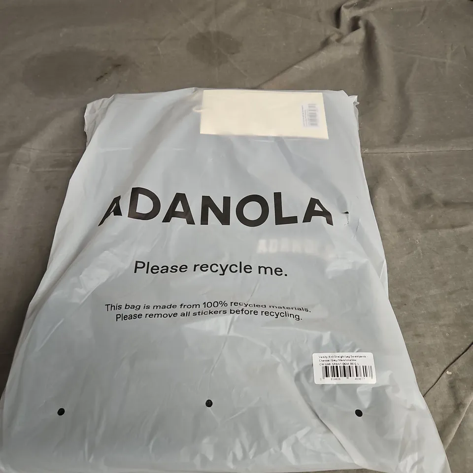 ADANOLA VARSITY KNIT STRAIGHT-LEG SWEATPANTS – CHARCOAL GREY/MARSHMALLOW, SIZE L