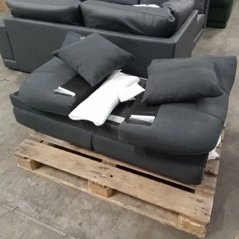 UNASSEMBLED LOREN 2 SEATER SOFA, DARK GREY CHENILLE FABRIC 