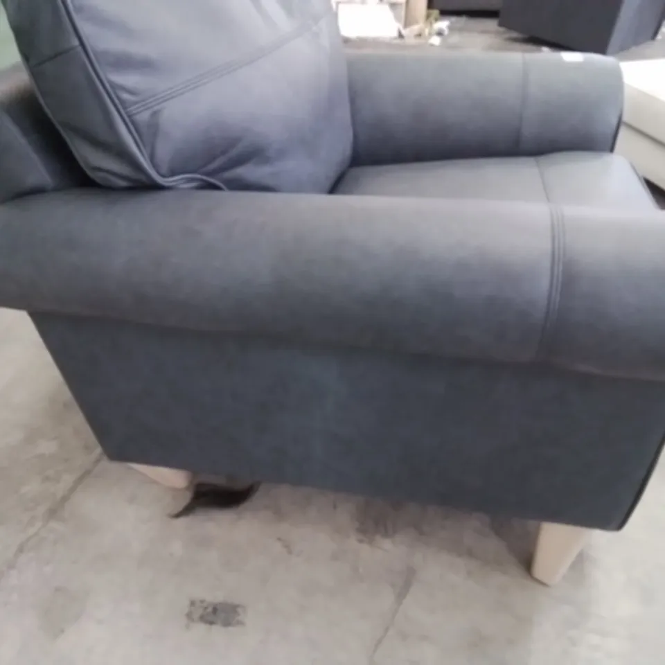 QUALITY BRITISH DESIGNER LOUNGE Co. PENELOPE EASY CHAIR BLUE LEATHER