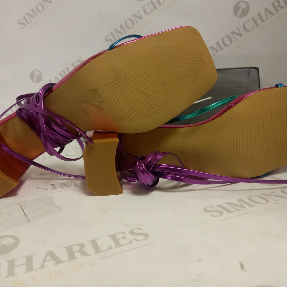 NASTY GAL MULTI COLOURED BLOCK HEELED STRAPPY SHOES UK7 