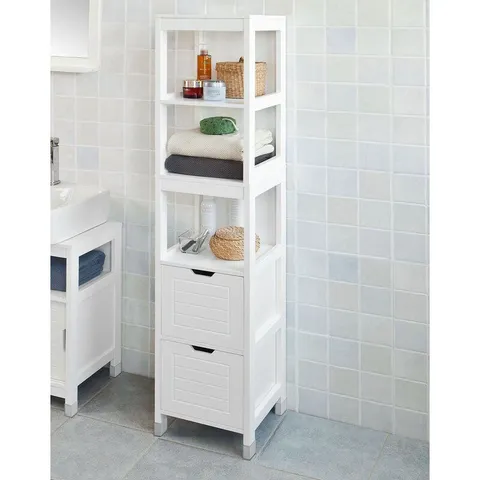 BOXED LYNDORA FREESTANDING LINEN CABINET - WHITE FINISH