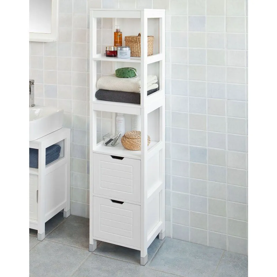 BOXED LYNDORA FREESTANDING LINEN CABINET - WHITE FINISH