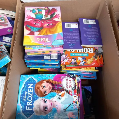 LARGE QUANTITY OF ASORTED CHILDREN'S BOOKS AND ACCESSORIES TO INCLUDE; BUSY BOOKS, ANNUALS AND CRAFT SETS
