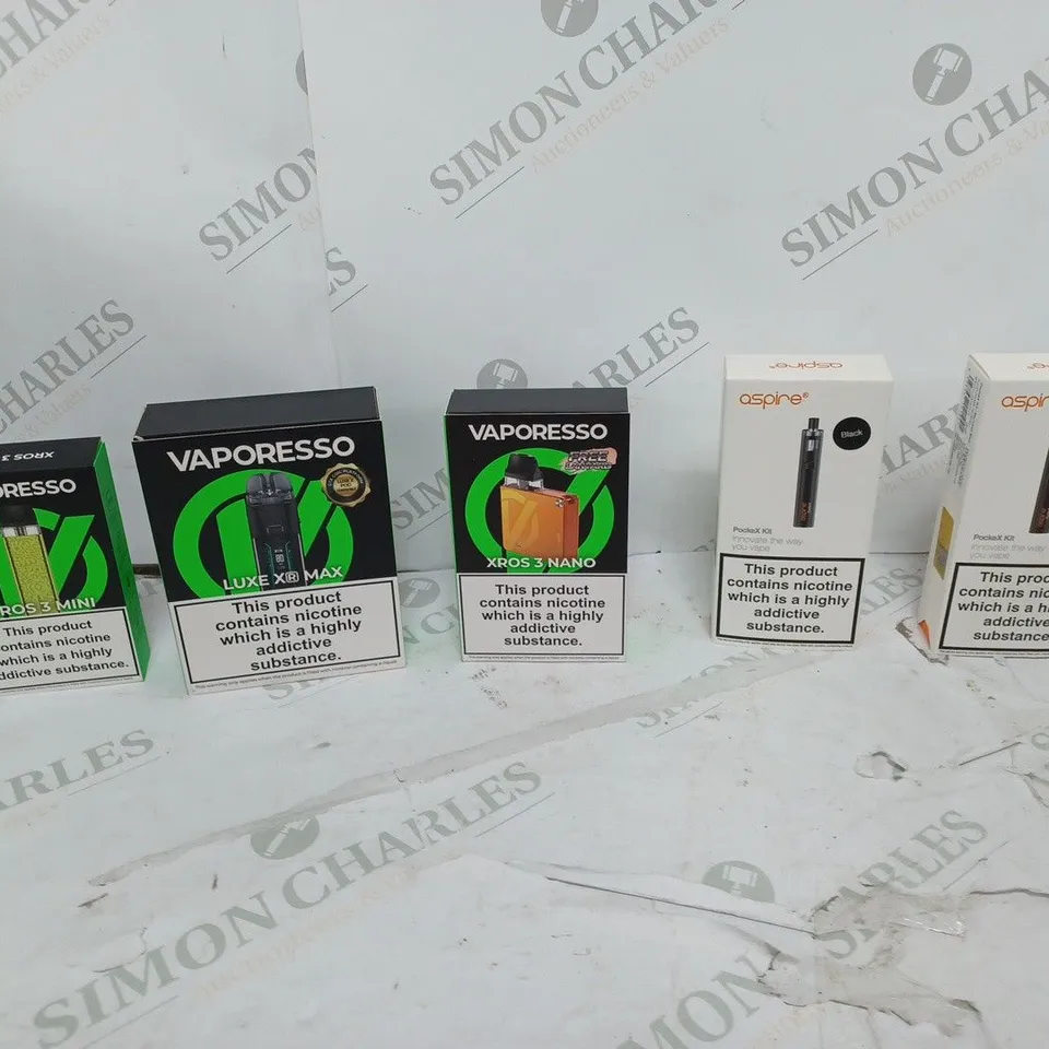 APPROXIMATELY 10 BOXED E-CIGARETTES TO INCLUDE VOOPOO VINCI 3, GEEKVAPE WENAX H1, VOOPOO VINCI Q ETC. 
