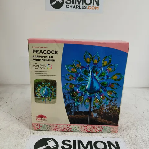 PEACOCK ILLUMINATED WIND SPINNER – SOLAR POWERED GARDEN ORNAMENT (BOXED)