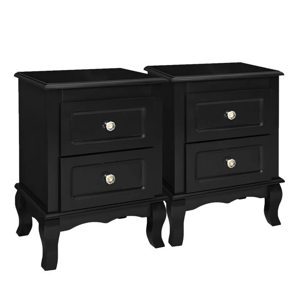 BRANDT 2 DRAWER BEDSIDE TABLE- BLACK