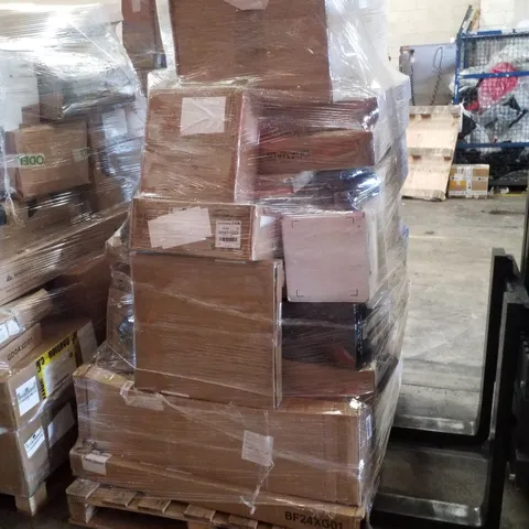 PALLET CONTAINING ASSORTED PRODUCTS INCLUDING BOOSTER SEAT, BAR STOOL, BABY PLAYPEN & END TABLE