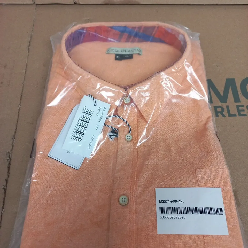 PETER CHRISTIAN MEN'S PEACH POLO SHIRT – 4XL